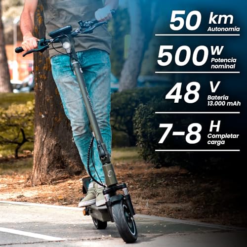 smartGyro K2 Titán C - - Patinete Eléctrico 48V, Batería 13.000 mAh, Autonomía 50Km, Ruedas de 10&quot; Neumáticas Tubeless, Suspensiones, Triple Frenada, Intermitentes, Certificado DGT, Segunda Generación