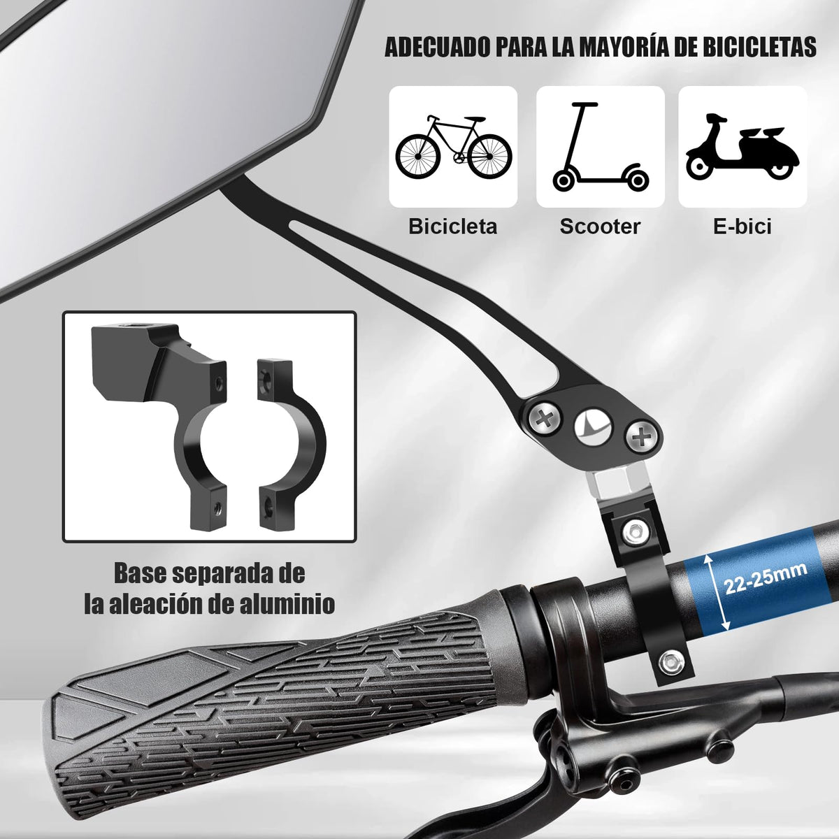 Diyife Espejo Retrovisor Bicicleta, [2 Piezas-Izquierda &amp; Derecha] 360° Adjustable Espejo retrovisor para 22-25mm Manillar de Bicicleta Carretera para Bicicletas de Carretera de Montaña…