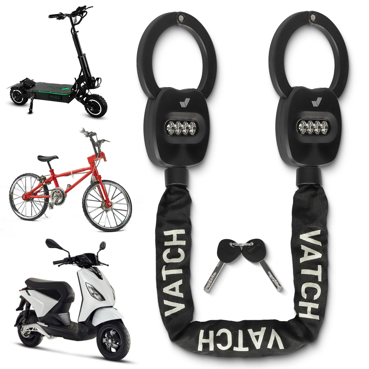 VATCH Números Candado de esposas E para scooter/bicicleta | esposas cerradura y bloqueo de bicicleta | Candado numérico para bicicleta eléctrica
